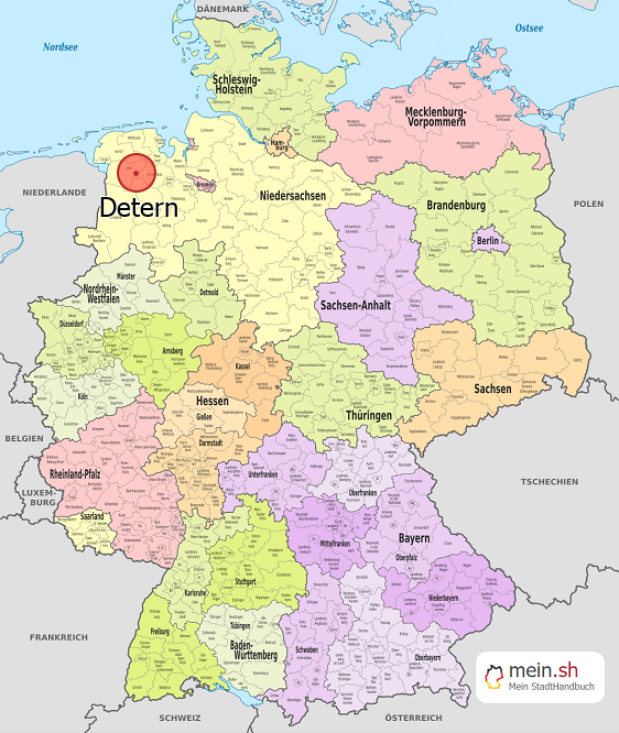 Deutschlandkarte mit Detern