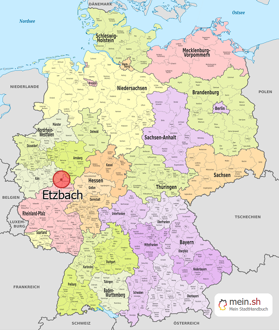 Deutschlandkarte mit Etzbach