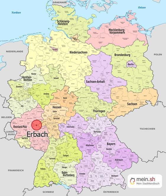 Deutschlandkarte mit Erbach