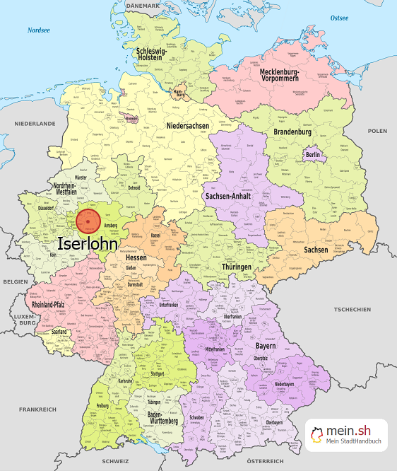 Deutschlandkarte mit Iserlohn