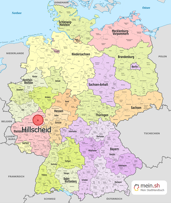 Deutschlandkarte mit Hillscheid