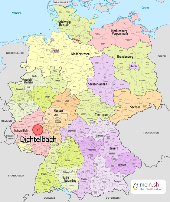 Deutschlandkarte mit Dichtelbach