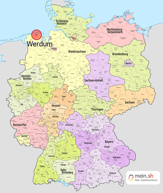 Deutschlandkarte mit Werdum