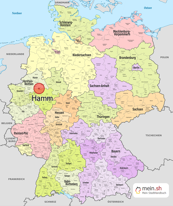 Deutschlandkarte mit Hamm