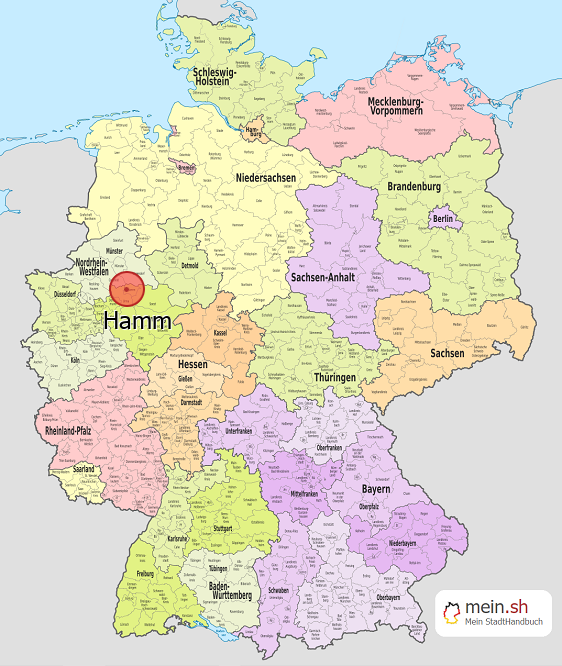 Deutschlandkarte mit Hamm
