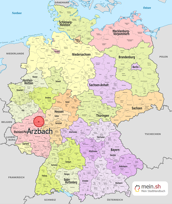 Deutschlandkarte mit Arzbach