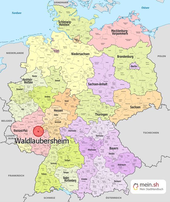 Deutschlandkarte mit Waldlaubersheim