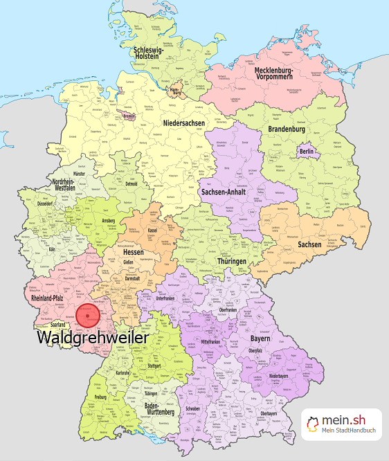 Deutschlandkarte mit Waldgrehweiler