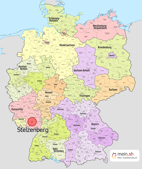 Deutschlandkarte mit Stelzenberg