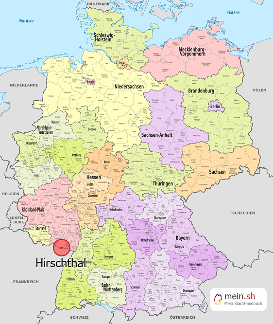Deutschlandkarte mit Hirschthal