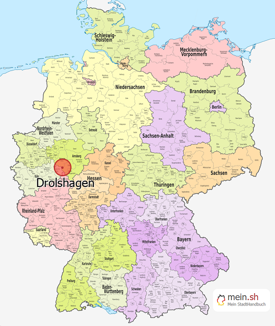 Deutschlandkarte mit Drolshagen