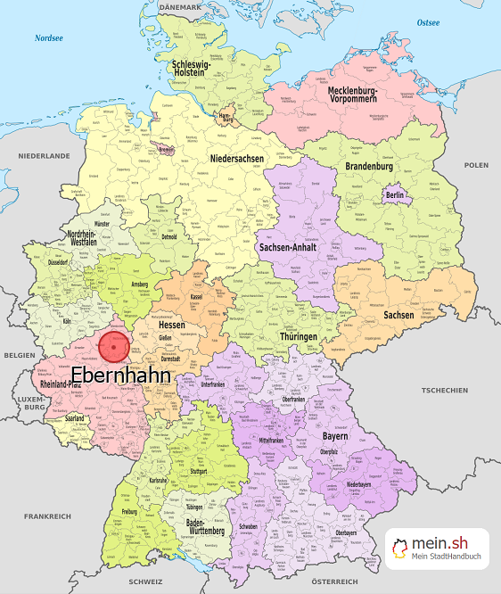 Deutschlandkarte mit Ebernhahn