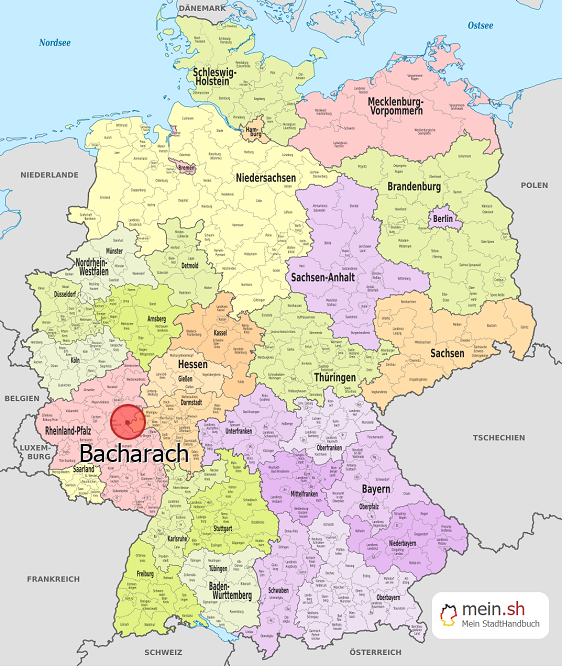 Deutschlandkarte mit Bacharach