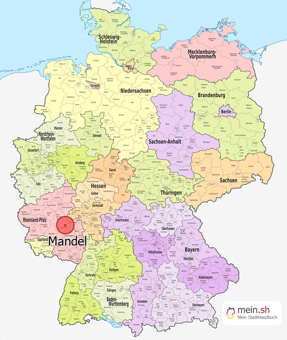 Deutschlandkarte mit Mandel