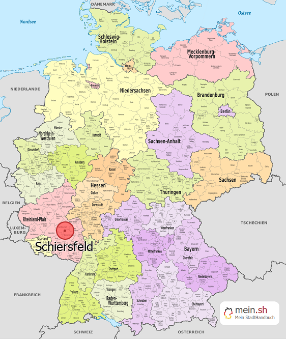 Deutschlandkarte mit Schiersfeld