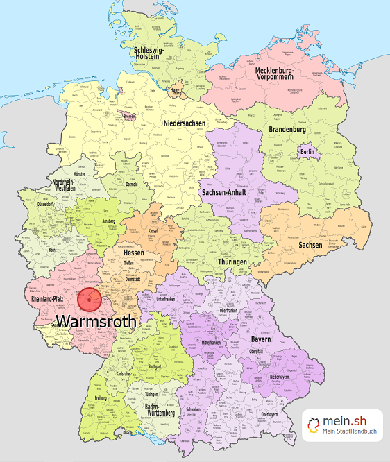 Deutschlandkarte mit Warmsroth