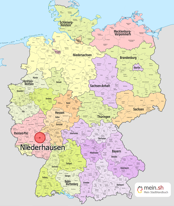 Deutschlandkarte mit Niederhausen