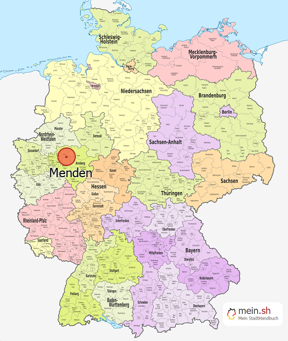 Deutschlandkarte mit Menden