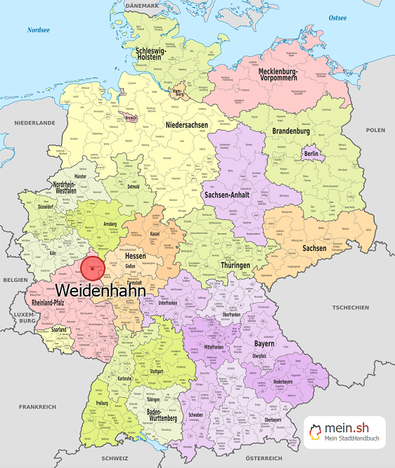 Deutschlandkarte mit Weidenhahn