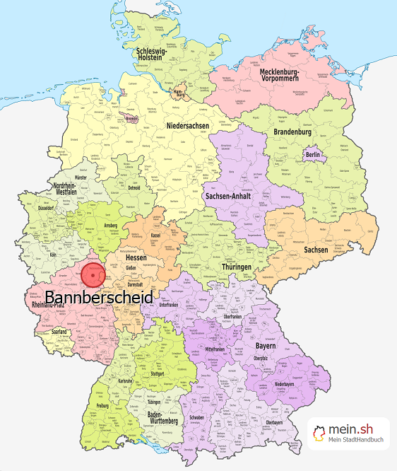 Deutschlandkarte mit Bannberscheid