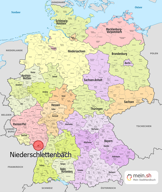 Deutschlandkarte mit Niederschlettenbach