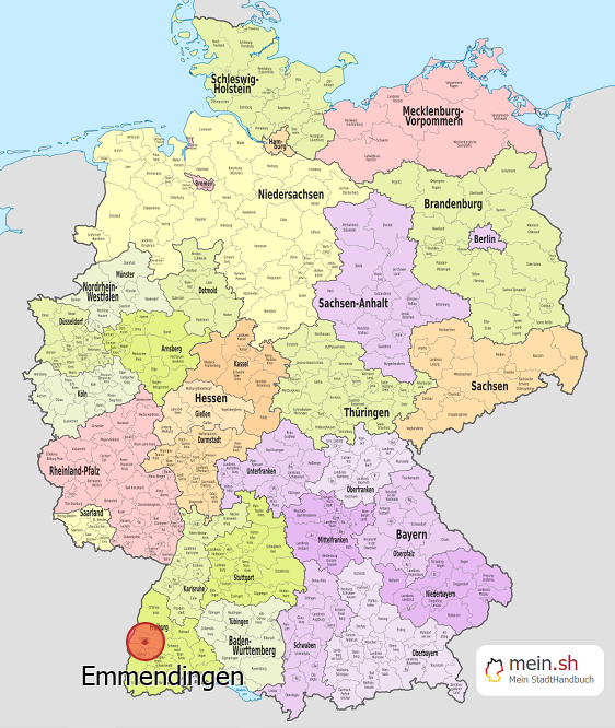 Deutschlandkarte mit Emmendingen