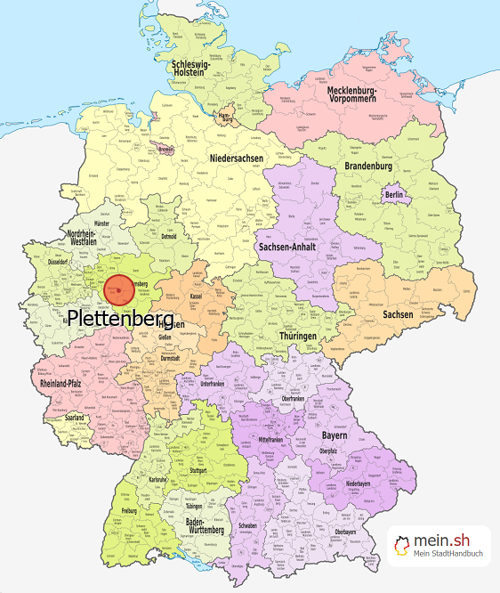 Deutschlandkarte mit Plettenberg