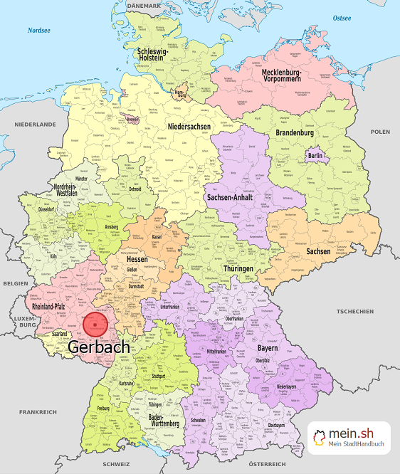 Deutschlandkarte mit Gerbach