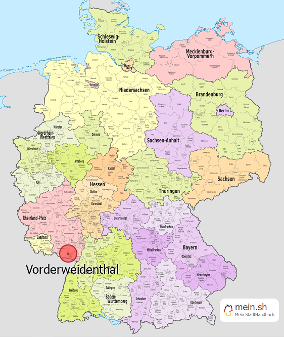 Deutschlandkarte mit Vorderweidenthal