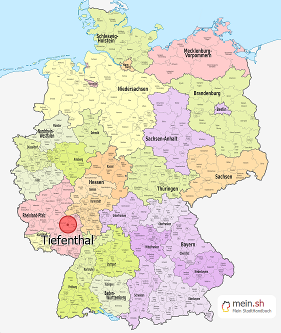 Deutschlandkarte mit Tiefenthal