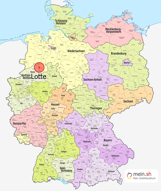 Deutschlandkarte mit Lotte