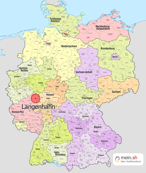 Deutschlandkarte mit Langenhahn