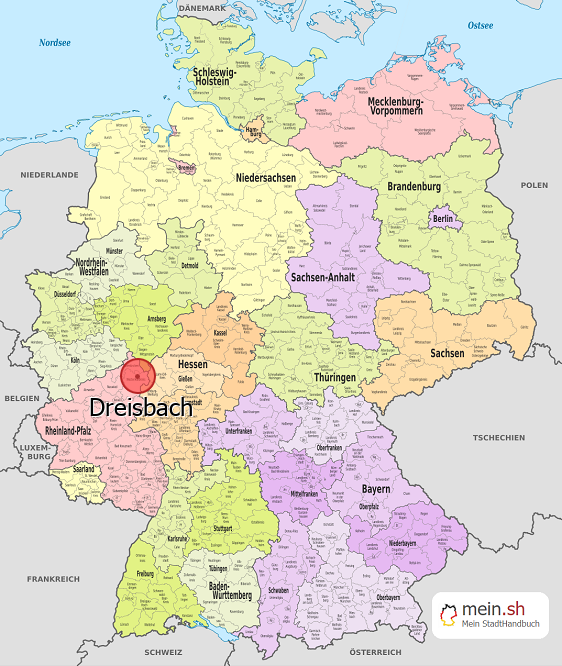 Deutschlandkarte mit Dreisbach