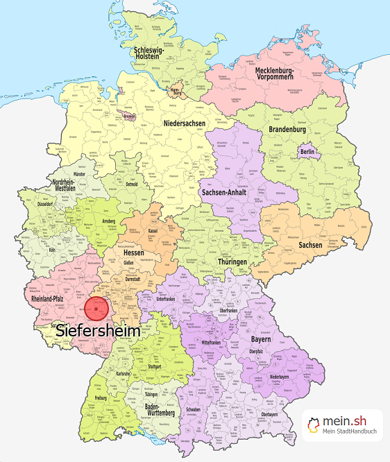Deutschlandkarte mit Siefersheim