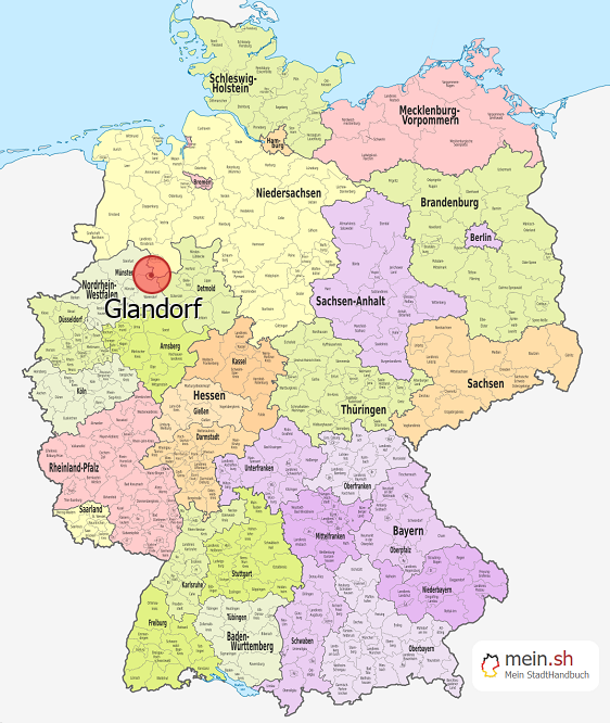 Deutschlandkarte mit Glandorf