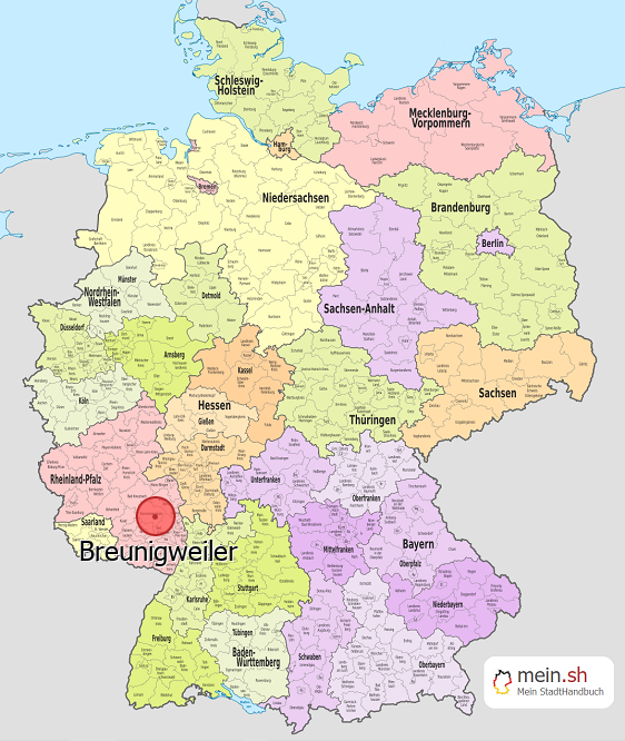 Deutschlandkarte mit Breunigweiler