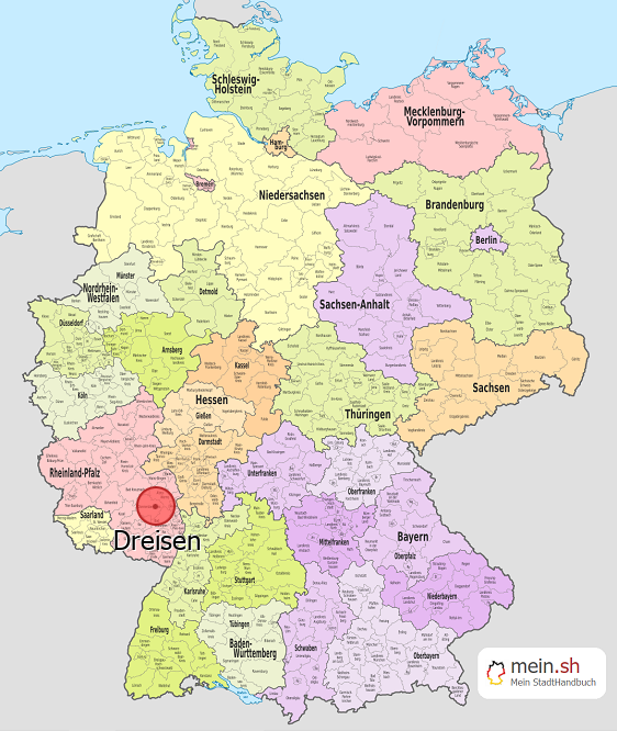 Deutschlandkarte mit Dreisen