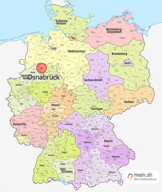Deutschlandkarte mit Osnabrück