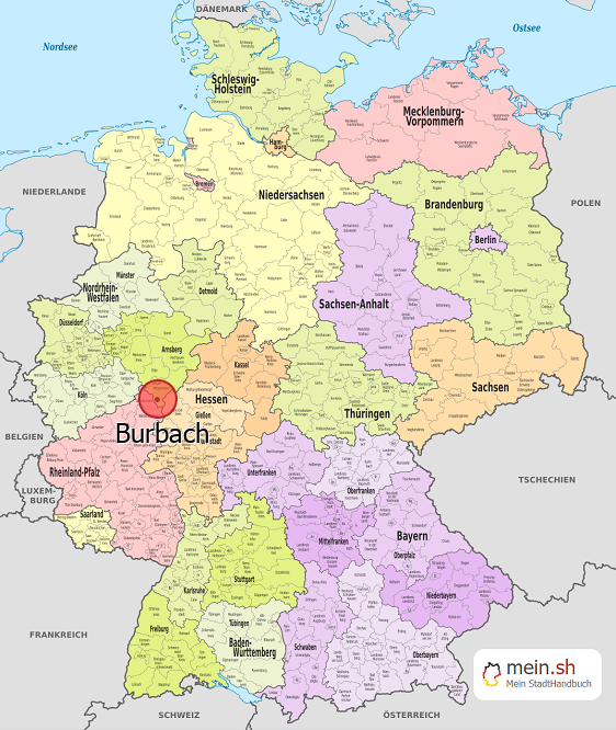 Deutschlandkarte mit Burbach