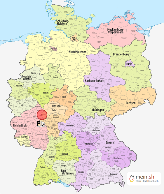 Deutschlandkarte mit Elz