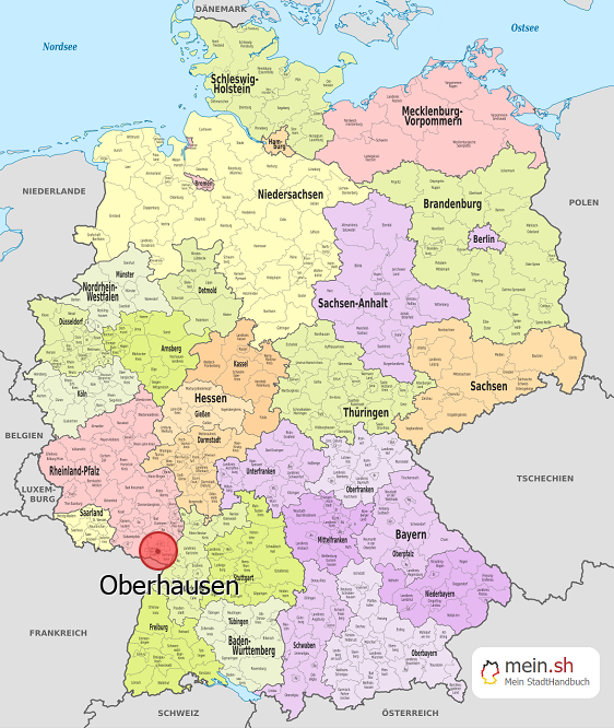 Deutschlandkarte mit Oberhausen