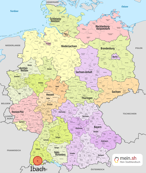Deutschlandkarte mit Ibach