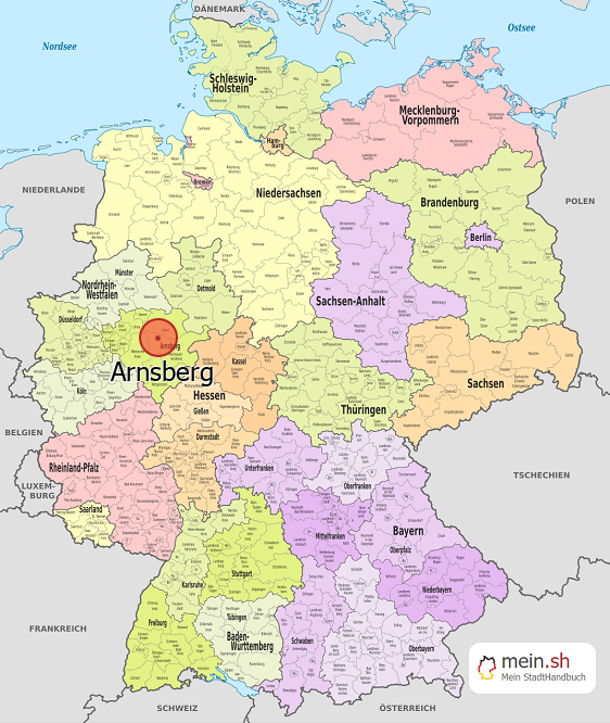 Deutschlandkarte mit Arnsberg