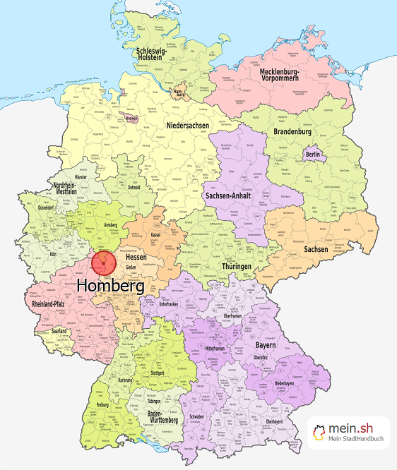 Deutschlandkarte mit Homberg