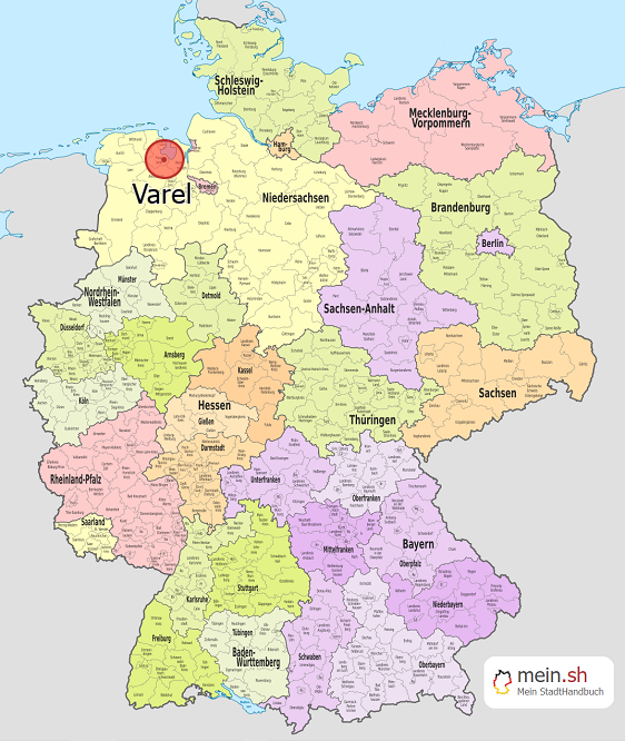 Deutschlandkarte mit Varel