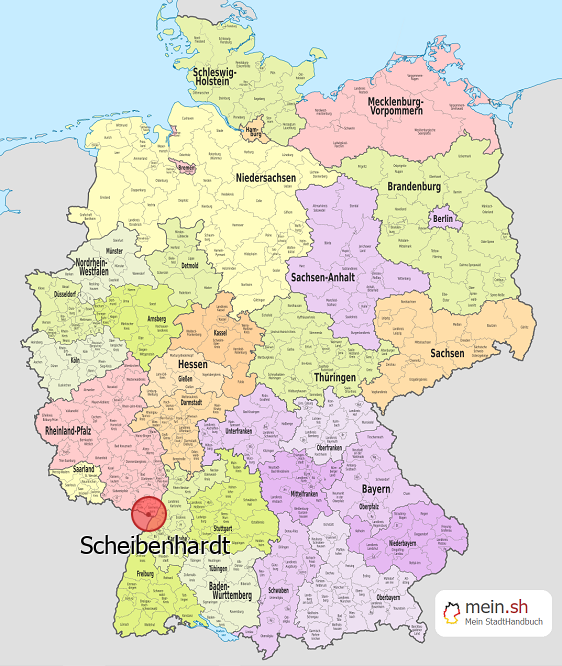 Deutschlandkarte mit Scheibenhardt