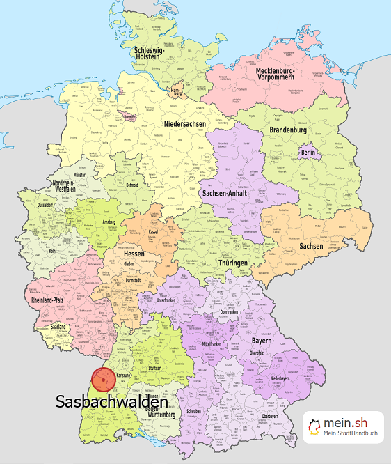 Deutschlandkarte mit Sasbachwalden