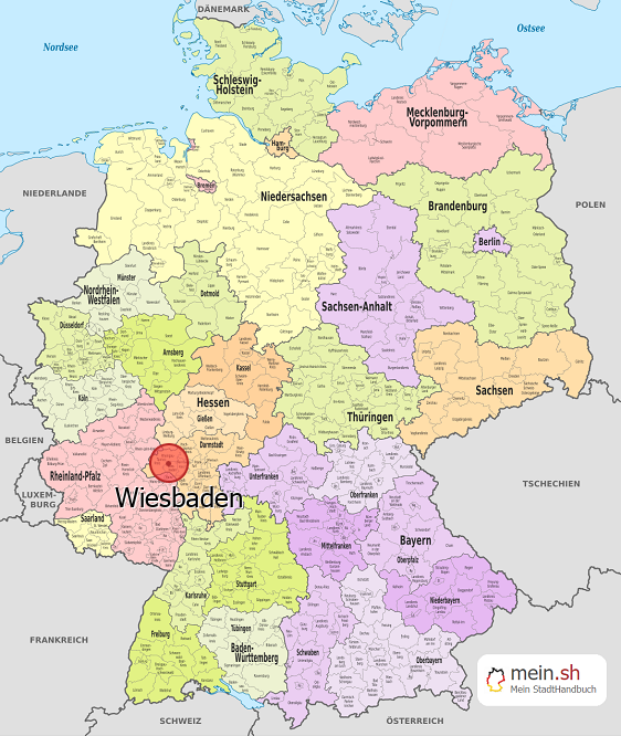 Deutschlandkarte mit Wiesbaden