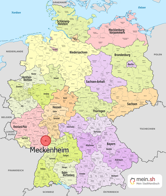 Deutschlandkarte mit Meckenheim