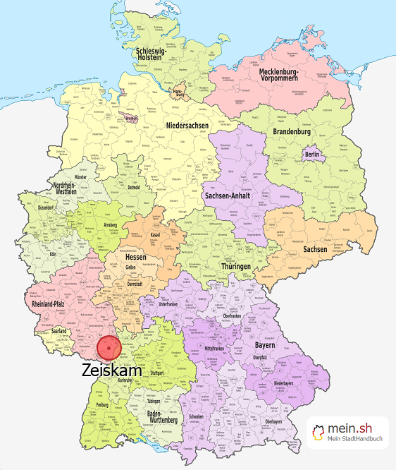 Deutschlandkarte mit Zeiskam
